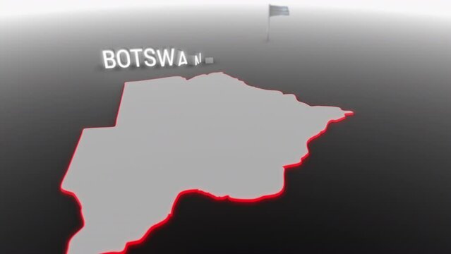 3d animated map of Botswana gets hit and fractured by the text &ldquo;War&rdquo;