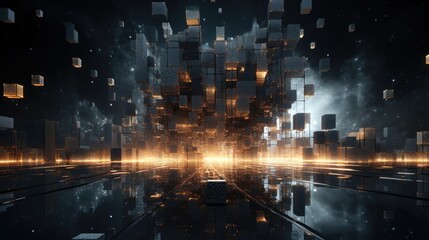 Fototapeta premium Visualization IT Architecture In The Form of Particles