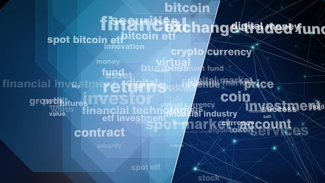 Crypto background exploring future of spot bitcoin etf investment in cryptocurrency market evolution of digital money and rise of virtual currency