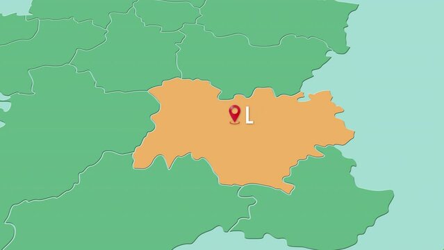 Mapa de Francia con divisi&oacute;n pol&iacute;tica resaltando la ciudad de LYON