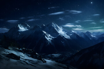 Mountain landscape in the night - obrazy, fototapety, plakaty