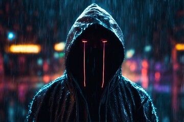 Cyberpunk hacker in a futuristic setting, surrounded by holographic interfaces, intricate code, and virtual reality elements Generative AI