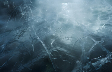 abstract ice surface, frozen icy winter background - obrazy, fototapety, plakaty
