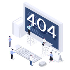 isometric design illustration ,404 error page design concept with business people