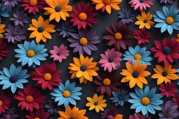 Fototapeta na wymiar Beautiful wall seamless pattern floral print digital dark background,3d abstraction wallpaper illustration background .generative ai