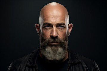 Fototapeta premium Noticeable Man beard bald head. Adult portrait. Generate Ai
