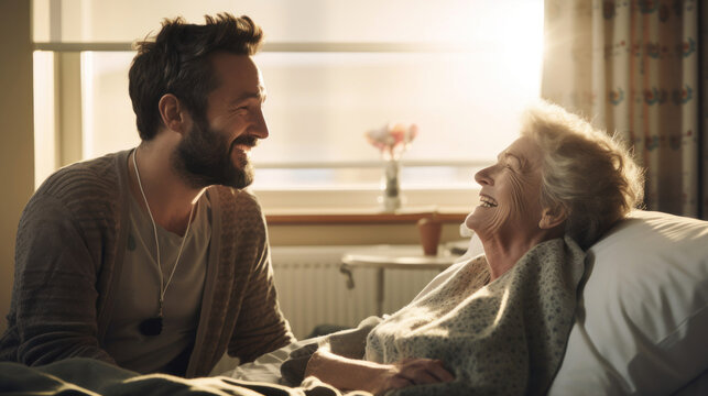 Kind hospice chaplain providing spiritual support creating a comforting presence