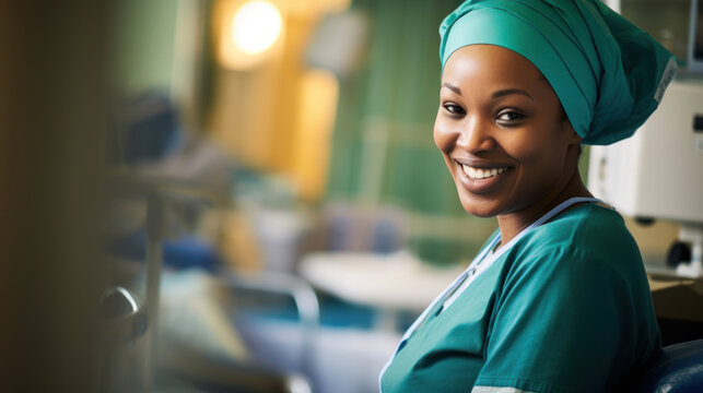 Warm and caring midwife in serene birthing environment ensuring patient ease
