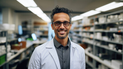 Obraz premium Focused researcher analyzing educational data advancing evidence-based practices