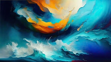 An abstract painting with sea, Colors of a storm of emotions