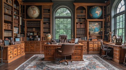 Interior of the room. Artdeco style. Cabinet. - obrazy, fototapety, plakaty