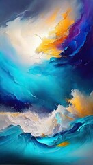 An abstract painting with sea, Colors of a storm of emotions