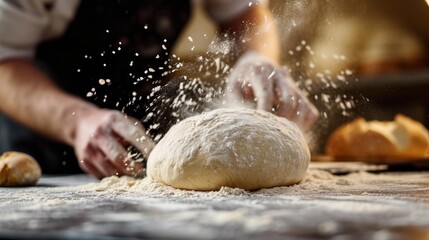 Chef making baking bread