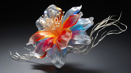 Subtly colorful flower made of natural silver