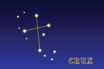 Constellation Crux. Constellation Southern Cross. Illustration of the constellation Crux. Constellation of the southern hemisphere of the sky. The smallest constellation in the sky - obrazy, fototapety, plakaty