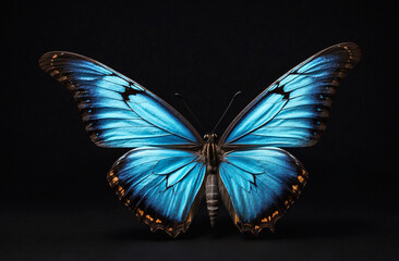 Blue Morpho - Morpho is a tropical butterfly on a black background.