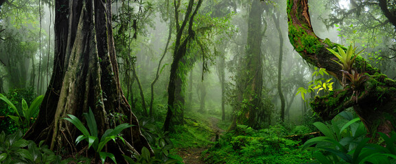 green forest in the morning