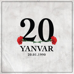 Day of Genocide of Azerbaijanis - January 20, 1990. Poster for the memory of the Azerbaijani people. Justice for Azerbaijan vector illustration poster