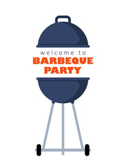 Barbeque party invitation card or poster template with grill food flyer. Vector illustration.