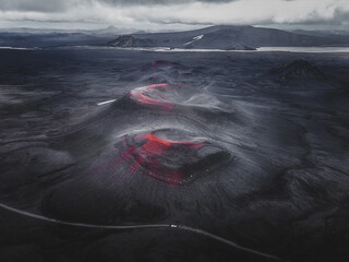 Aerial Red Craters in Landmannalaugar Iceland - 707253386