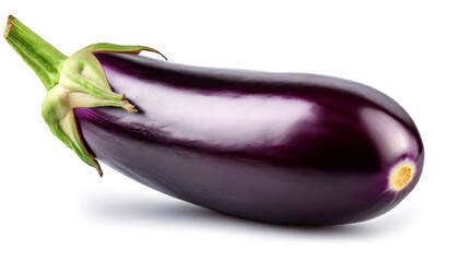Fresh eggplant isolated on white background close-up