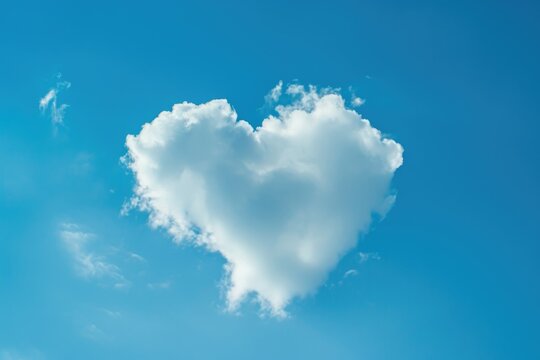 Heart-shaped cloud in a clear blue sky