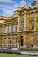 Fototapeta na wymiar Croatian National Theatre, baroque building located on Republic of Croatia Square, Zagreb, Croatia