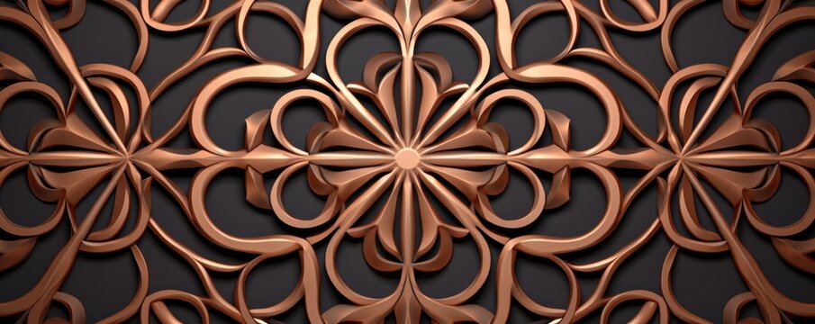 Symmetric bronze and black circle background pattern 