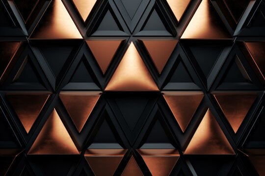 Symmetric copper and black triangle background pattern
