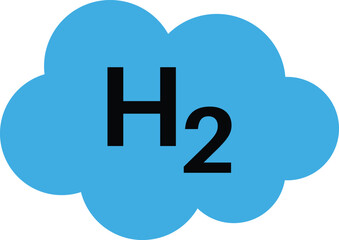 Hydrogen gas icon with a blue cloud isolated on white background . Vector illustration