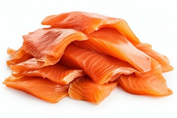 Smoked salmon - transparent fish png slices. Generative AI - obrazy, fototapety, plakaty