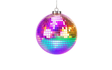 Standalone Presentation of Party Illuminated Disco Ball Isolated on Transparent Background PNG.