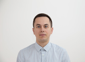 portrait of young man on white background