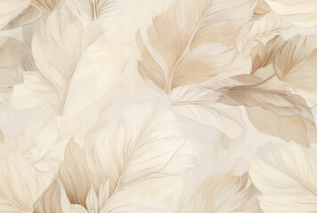 beige grey vintage floral branch leaves on fabric wallpaper seamless pattern
