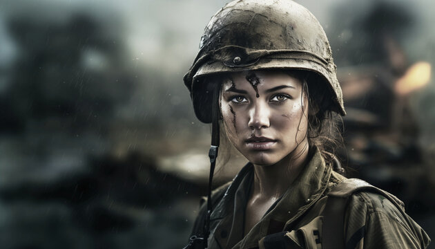Weiblicher Soldat im Kampfeinsatz