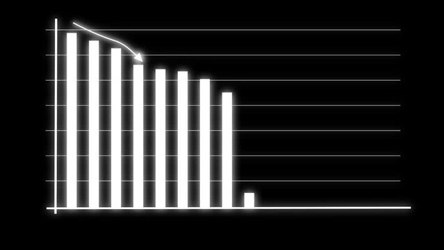 Abstract decreasing business graph chart animation background   
