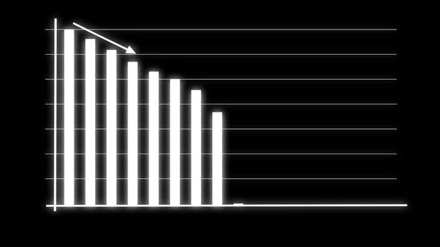 Abstract decreasing business graph chart animation background   