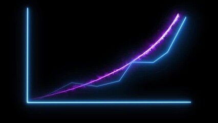 Abstract neon arrow business graph chart icon animation background    