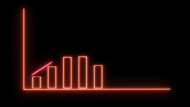 Abstract increasing neon business graph chart animation background  