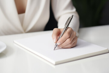 Whispers of Words: Writing Artistry by Female Hands on White Paper