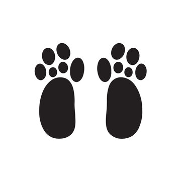 A black silhouette  animal foots Clipart on a white Background, Simple and Clean design, simplistic