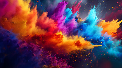 A burst of Holi powder embodies the festival's spirit of joy and energy.