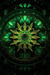 Symmetric emerald circle background pattern