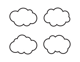 Cloud Black Outline Style Icons Vector Illustration Set