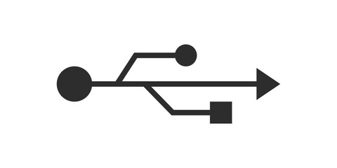 Black USB Symbol Icon Vector Illustration