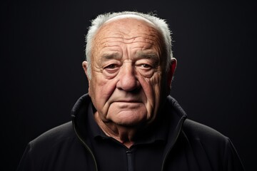 Portrait of an old man with white hair on a black background