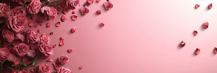Red roses against a pink background