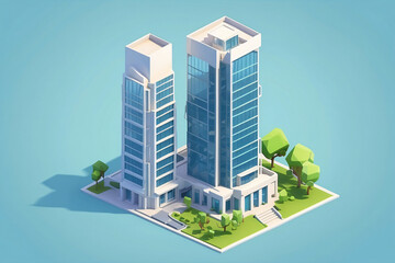 3d isometric office building