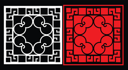 Obraz premium Decorative wall panels set Jali design CNC pattern, laser cutting pattern, router CNCcutting