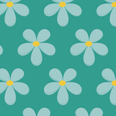 Blue flowers on a turquoise background